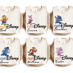 Custom Run Disney Shirts, Disneyland Marathon Sweatshirt, All Characters runDisney Crewneck, Mickey and Friends Family Matching Tees