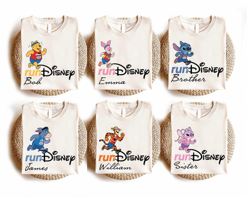 Custom Run Disney Shirts, Disneyland Marathon Sweatshirt, All Characters runDisney Crewneck, Mickey and Friends Family Matching Tees