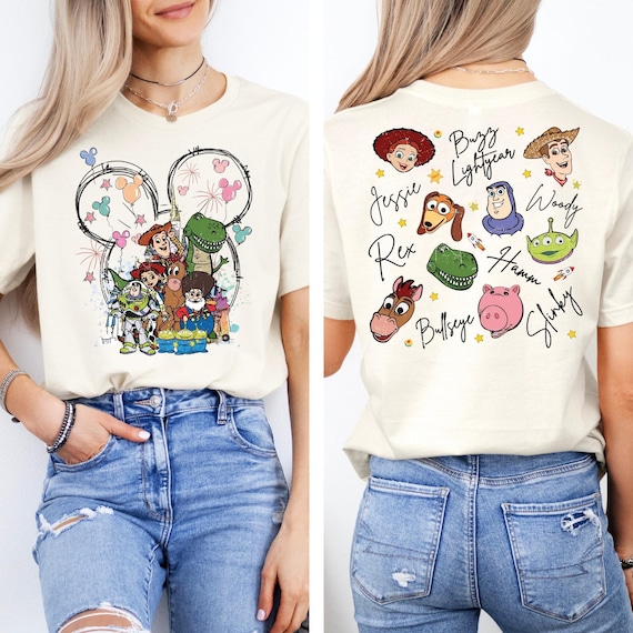Disney Toy Story Shirt, Woody Jessie Buzz Lightyear Signature T