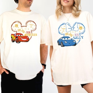 Her McQueen & His Sally Couple Shirt, Disney Cars Family Matching T-Shirt, Disneyland Honeymoon Vacation Tees, Disney Lover Sweatshirt