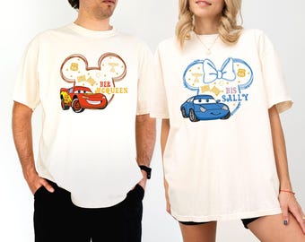 Her McQueen & His Sally Couple Shirt, Disney Cars Family Matching T-Shirt, Disneyland Honeymoon Vacation Tees, Disney Lover Sweatshirt