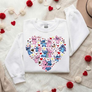 Valentine Stitch and Angel Sweatshirt, Disney Valentine T-Shirt, Valentines Day Sweatshirt, Disneyland XOXO Couple Sweater, Valentines Gift