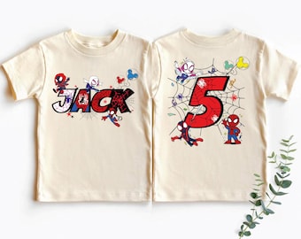 Camiseta de cumpleaños de Spidey y sus increíbles amigos, camiseta personalizada de cumpleaños familiar de Marvel, camiseta de cumpleaños de Ghost Spider, camiseta de viaje familiar de Disney