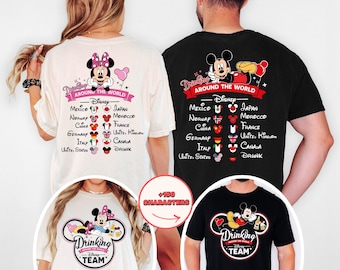 Disney Drinking Around the World Shirt, Mickey & Minnie Drinking Team Tee, Belle and Beast Drinks Matching Tee, Disneyland Vacation Sweater