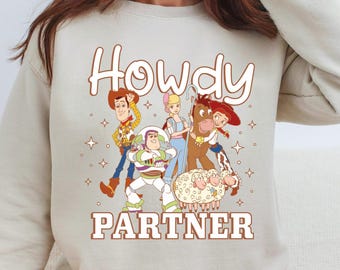 Moletom Toy Story Howdy Partner, Camiseta Disney Xerife Woody Jessie Buzz Lightyear, Moletom com Capuz Toy Story Friends Western, Camisetas de Férias da Disney