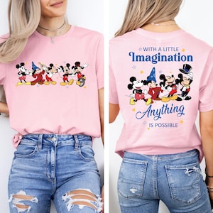 Vintage Disney Sorcerer Mickey With Little Imagination Shirts, Retro Walt Disney World T-Shirt, Disney Fantasia Shirt, Magic Kingdom Tees