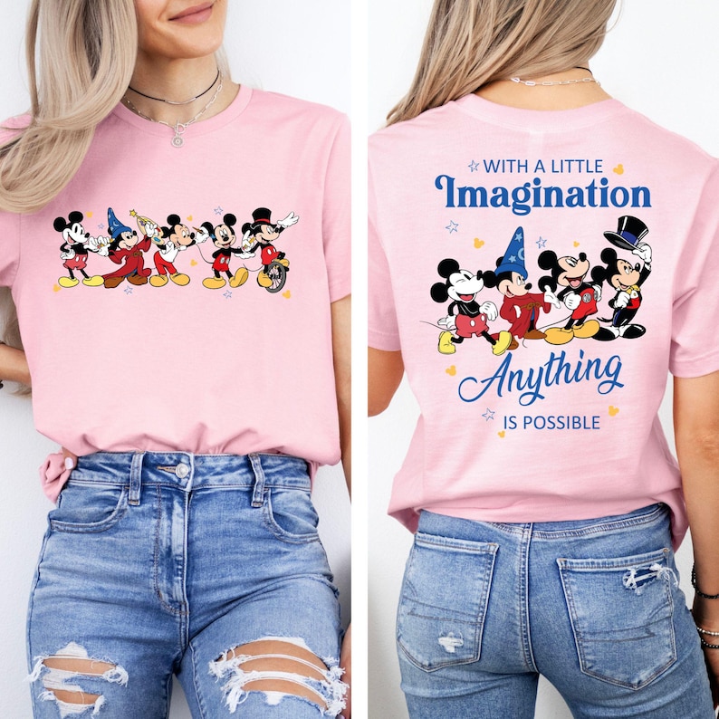 Vintage Disney Sorcerer Mickey With Little Imagination Shirts, Retro Walt Disney World T-Shirt, Disney Fantasia Shirt, Magic Kingdom Tees