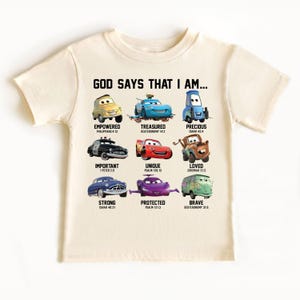 Disney Cars God Says I am Shirt, Disney Bible Verse Shirt, Christian Toddler T-Shirt, Disney Lightning Mcqueen Shirt, Religious Kids Tee