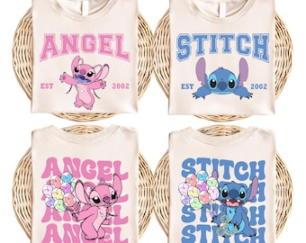 Disney Stitch and Angel Matching Shirt, Disney Stitch Couple T-Shirt, Disney Best Friends Shirts, Disneyland Family Vacation Sweatshirt
