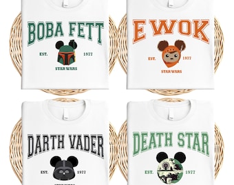 Star Wars Mickey Ears-shirt, Disney Galaxy's Edge T-shirt, bijpassende Star Wars-familieshirts, Darth Vader Princess Leia Han Solo R2D2-shirt