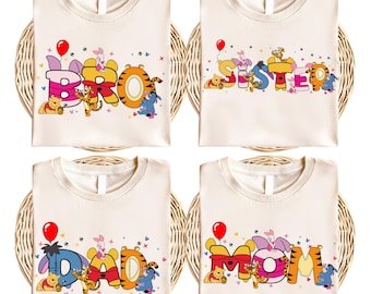Camiseta combinando para a família do Ursinho Pooh, Camiseta personalizada do Ursinho Pooh, Camiseta para férias em família na Disneylândia, Camiseta do Ursinho Pooh para mãe, pai, irmã e irmão