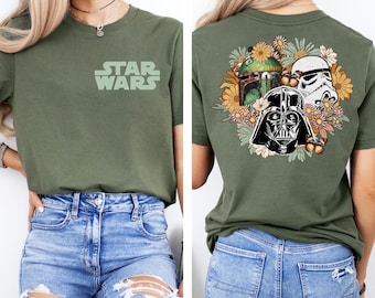 Camiseta floral retrô de Star Wars, Moletom floral de Star Wars, Camiseta de Stormtrooper, Camiseta de Darth Vader, Camiseta de Boba Fett, Camiseta Galaxy's Edge