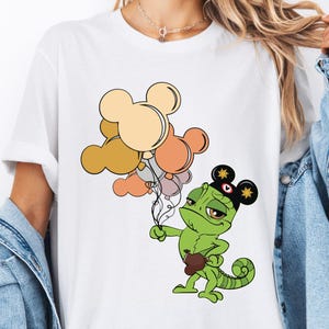 Disney Pascal With Mickey Balloons Shirt, Cute Pascal Rapunzel Shirt, Disneyland Family Vacation Shirt, Disney Matching Birthday Sweat