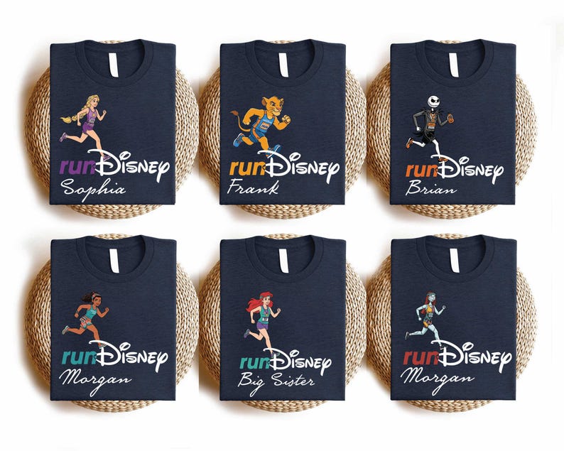 Custom Run Disney Shirts, Disneyland Marathon Sweatshirt, All Characters runDisney Crewneck, Mickey and Friends Family Matching Tees