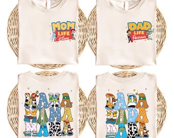 Anpassad Disney Toy Story mamma och pappa-tröja, Toy Story familjematchande t-shirt, Jessie Woody Buzz Bo Peep-tröja, Disneyland familjesemester-tröja