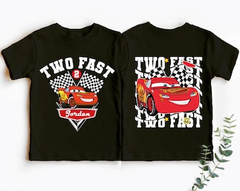 Bliksem McQueen twee snelle verjaardag shirt, Disney feestvarken T-shirt, Cars familie verjaardag bijpassende T-shirts, Disneyland Birthday Party Tee