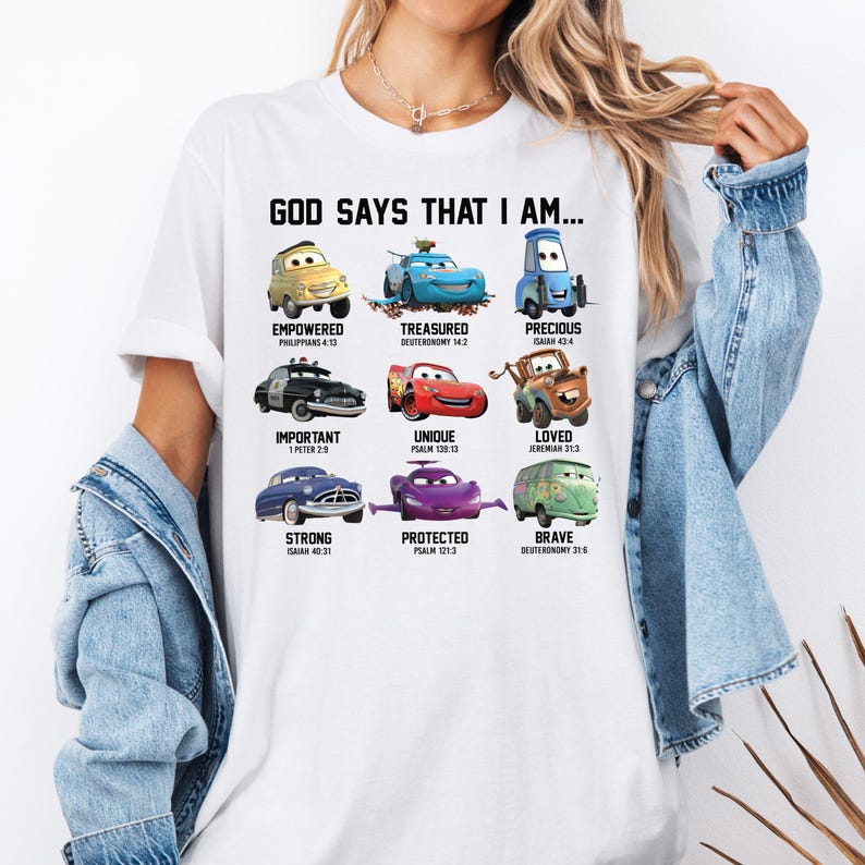 Disney Cars God Says I am Shirt, Disney Bible Verse Shirt, Christian Toddler T-Shirt, Disney Lightning Mcqueen Shirt, Religious Kids Tee