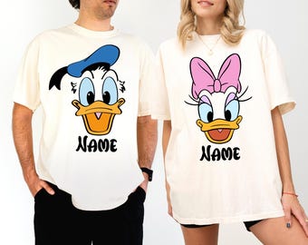 Personalized Disney Daisy Duck and Donald Duck Shirt, Disneyland Family Matching T-Shirt, Disney Couple Shirt, Disneyworld Honeymoon Tees