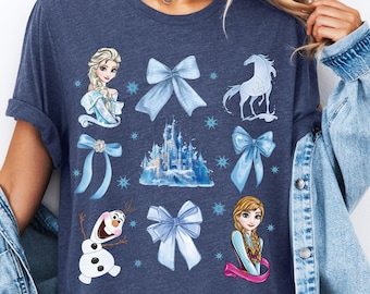 Vintage Princess Elsa And Anna T-shirt, Disney Frozen Olaf Shirt, Magical Castle Coquette Bow Sweatshirt, Disneyland 2026 Girls Trip Tee