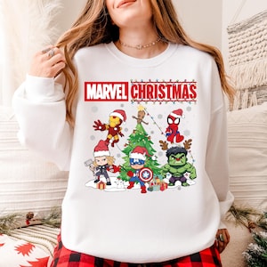 Marvel Christmas Shirt, Marvel Family Matching Xmas Shirt, Hulk Thor Captain America Group Matching Sweater, Disneyland Xmas Trip Hoodie