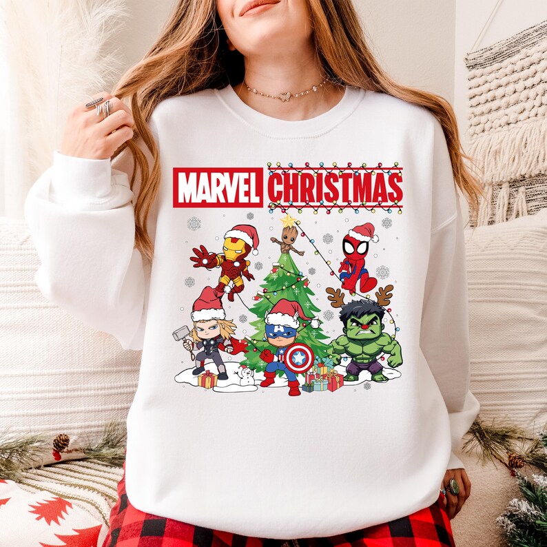 Marvel Christmas Shirt, Marvel Family Matching Xmas Shirt, Hulk Thor Captain America Group Matching Sweater, Disneyland Xmas Trip Hoodie