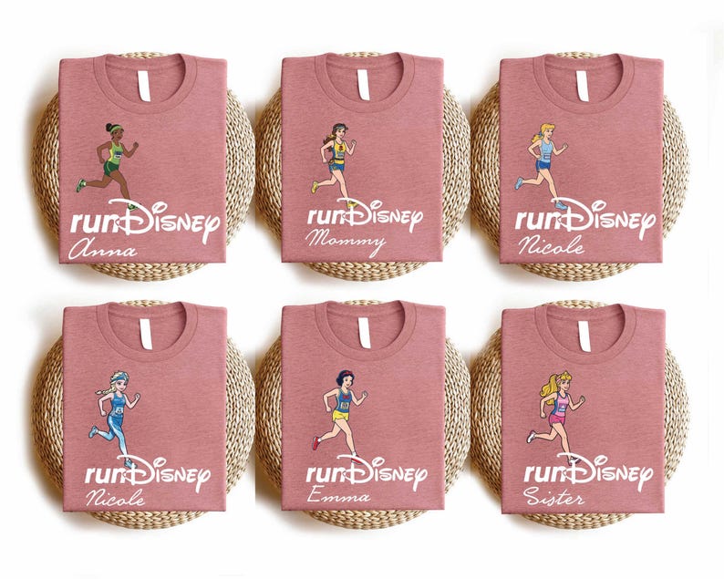 Custom Run Disney Shirts, Disneyland Marathon Sweatshirt, All Characters runDisney Crewneck, Mickey and Friends Family Matching Tees