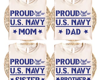 Camisetas personalizadas de la familia orgullosa de la Marina, camisetas de graduación de la Marina, camisetas familiares patrióticas, camiseta personalizada de la Marina, camiseta militar, camiseta de entrenamiento de la Marina