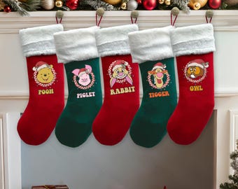 Disney Winnie the Pooh And Friends Christmas Stockings, Disney The Pooh Piglet Tigger Eeyore  Xmas Matching Stocking, Disney Home Decor Gift