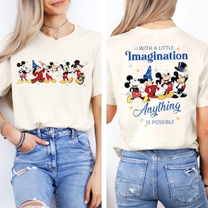 Vintage Disney Sorcerer Mickey With Little Imagination Shirts, Retro Walt Disney World T-Shirt, Disney Fantasia Shirt, Magic Kingdom Tees