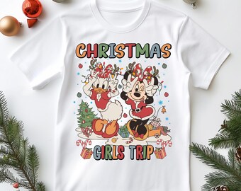 Minnie  And Daisy Christmas T-Shirt, Disney Christmas Girls Trip Sweatshirt, Disneyland Besties Christmas Vacation Hoodie,  WDW Xmas Shirt