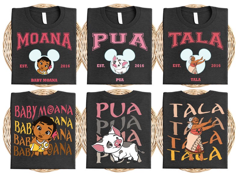 Disney Princess Moana Characters Shirt, Disneyland Micke Ears Moana Shirt, Hei Hei Pua Maui Tala Tamatoa Shirt, Disney Trip Matching Shirt