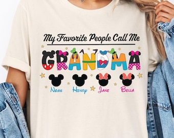 Camiseta "Mis personas favoritas me llaman abuela", camiseta personalizada de la abuela de Disney, camiseta de la abuela de Mickey y sus amigos, camiseta familiar de Disney, camiseta del Día de la Madre