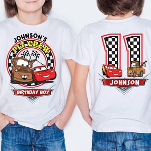 Custom Disney McQueen and Mater Birthday Shirt, Cars Pit Crew Birthday Boy T-Shirt, Disneyland Family Birthday Tees, Racing Cars Sweatshirt