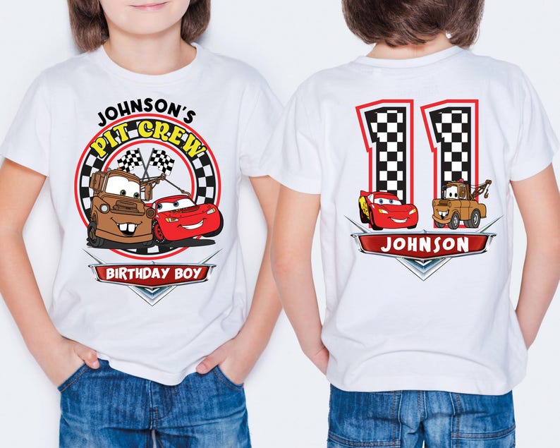 Custom Disney McQueen and Mater Birthday Shirt, Cars Pit Crew Birthday Boy T-Shirt, Disneyland Family Birthday Tees, Racing Cars Sweatshirt