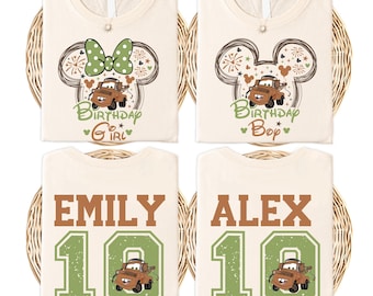 Custom Tow Mater Birthday Boy Shirt, Disney Cars Birthday Girl Sweatshirt, Disneyland Cars Birthday Party Gift Tee, Disneyworld Kids T-shirt