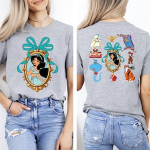 Chemise miroir jasmin princesse Disney, chemise jasmin Aladdin à nœud coquette Disney, chemise Magic Kingdom, pull de vacances pour filles Disneyland