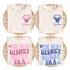 Disney Wifey & Hubby Matching Shirt, In My Disney Wife Husband Era T-Shirt, Custom Disneyland Honeymoon Shirt, WDW Bride Groom Tee