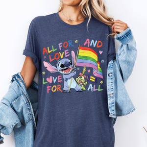 Disney Lilo and Stitch All For Love and Love For All Shirt, Disney Pride Month Shirt, Gay Lesbian Support Shirt, Disney LGBT Pride T-Shirt