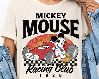 Maglietta vintage Disney Mickey Racing Club 1928, maglietta Mickey Racing Car, maglietta Disney Family Trip, maglietta Disney Retro Racing, maglietta Retro Mickey