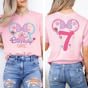 Custom Disney Birthday Girl Shirt, Minnie Head Birthday Shirt, Disneyland Birthday Trip Shirt, Disney Magic Castle Birthday Party Tees