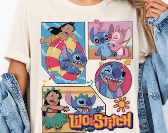 Disney zomershirt Lilo & Stitch, Stitch and Angel-shirt, Disney Summer Vibes-t-shirt, Disneyland zomervakantie familieshirt, WDW Trip-T-shirt