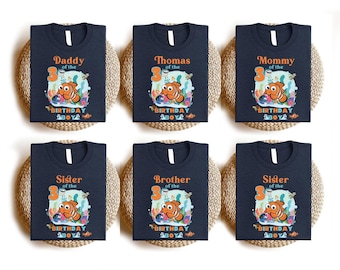 Camiseta personalizada de Buscando a Nemo para niño, camiseta de cumpleaños para Disneyland, camiseta de Nemo y Dory, camiseta a juego de cumpleaños familiar de Disney