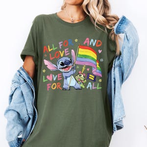 Disney Lilo and Stitch All For Love and Love For All Shirt, Disney Pride Month Shirt, Gay Lesbian Support Shirt, Disney LGBT Pride T-Shirt