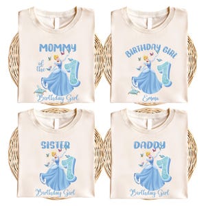 Disney Cinderella Birthday Girl Matching Shirt, Custom Princess Cinderella Birthday Family T-Shirt, Disneyland Birthday Vacation Tees