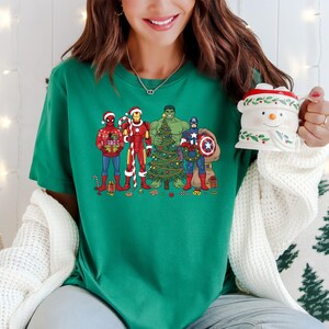 Marvel Superhero Christmas Sweatshirt, Disney Kids Avengers Christmas Lights Shirt, Marvel Hulk Captain America Spiderman Xmas T-Shirt