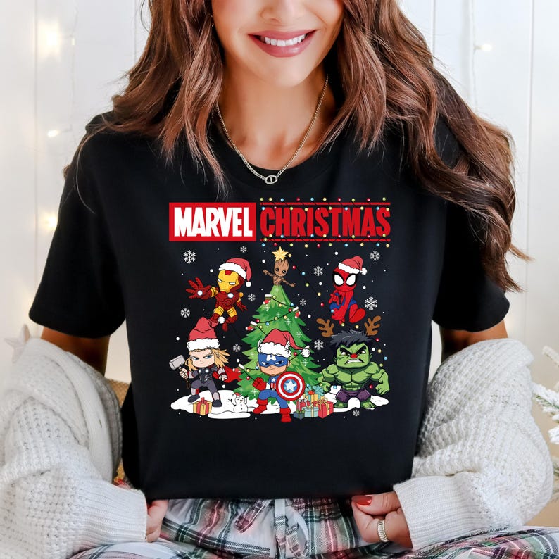 Marvel Christmas Shirt, Marvel Family Matching Xmas Shirt, Hulk Thor Captain America Group Matching Sweater, Disneyland Xmas Trip Hoodie