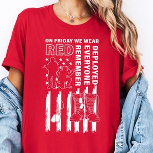 On Friday We Wear Red T-shirt, American Flag Graphic Tee, Remember Everyone Deployed Shirt, US Veteran Sweatshirt, Red Friday Military Gift