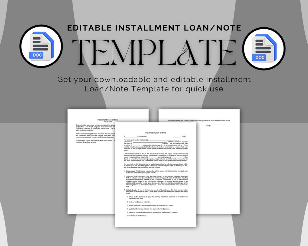 Image 2 for Free Installment Loan Agreement Template