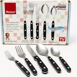 Ronco Showtime 40 Pc Flatware Set Complete 5 Pc Service for 8 Seen On TV Unused