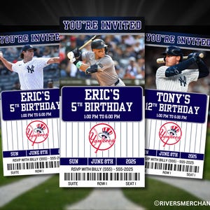 New York Yankees Style Ticket-Einladung, Yankees Ticket einladen, digitaler Download, gedruckte Party einladen / Social-Media-Einladung
